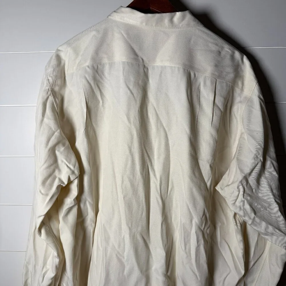 Polo Ralph Lauren Bonnard Mens XXL Button Up Bonnard Silk Blend Off White/Beige